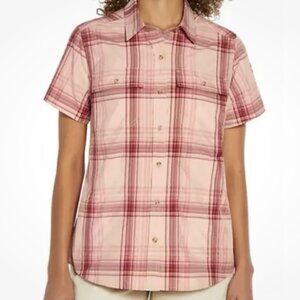 Eddie Bauer‎ Women's Short Sleeve Adventure Top Size XXL Pink Plaid